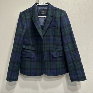 J.Crew Schoolboy Blue and Green Plaid Blazer,wool,lined,size 10?,academia,flaw